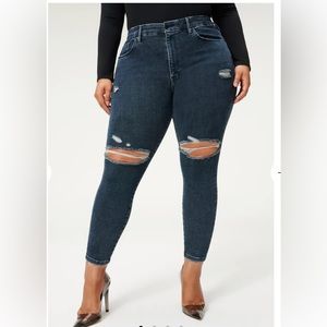 Good American NEW Always Fits plus 20-26 good waist cropped ripped plus jeans